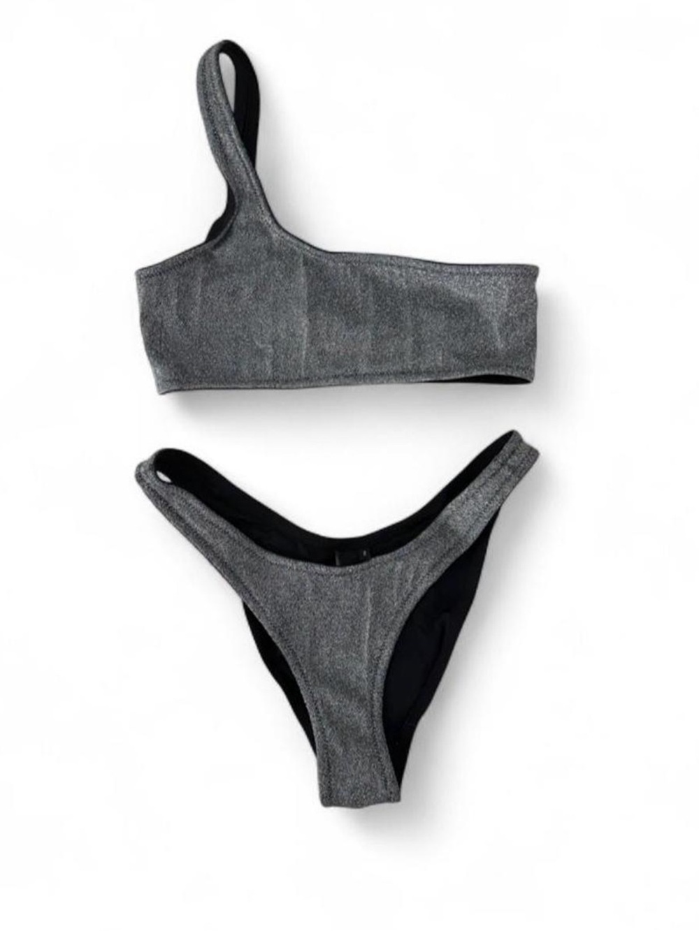 Triangl swimwear One-Shoulder Silver-Gray Bikini Set